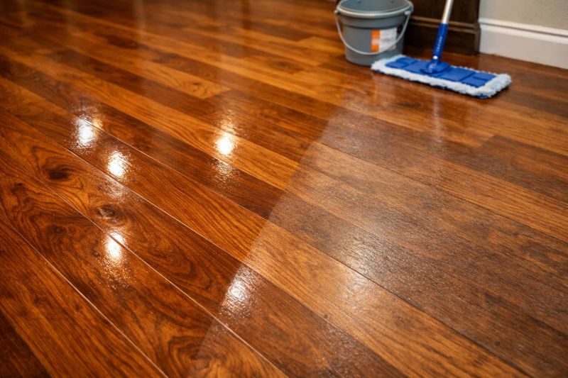 Polished hallway floor in a cleaned commercial facility
